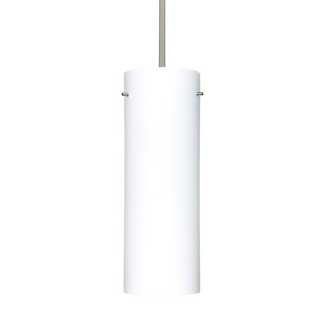 Besa Lighting Stilo 18 Stem Pendant, Opal Matte, Satin Nickel Finish, 1x11W LED 1TT-412807-LED-SN
